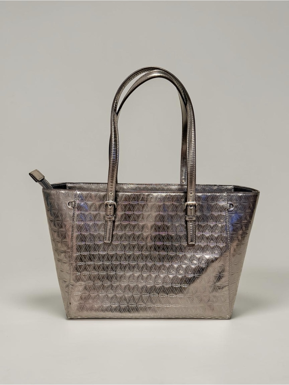 Michael Kors Metallic Silver Quilted Tote - Picture 2 of 12
